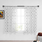 Mysky Home Short Curtains For Bedroom Black Pom Pom Sheer Curtains 54 Inches Long Curtains Kitchen Bathroom Nursery Boys Kids Ro
