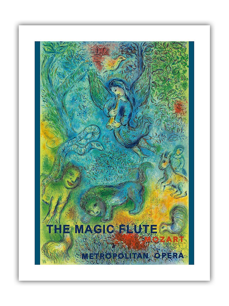 The Magic Flute - Mozart - Metropolitan Opera - Vintage Opera Poster by Marc Chagall c.1966 - Bamboo Fine Art 290gsm Paper Print