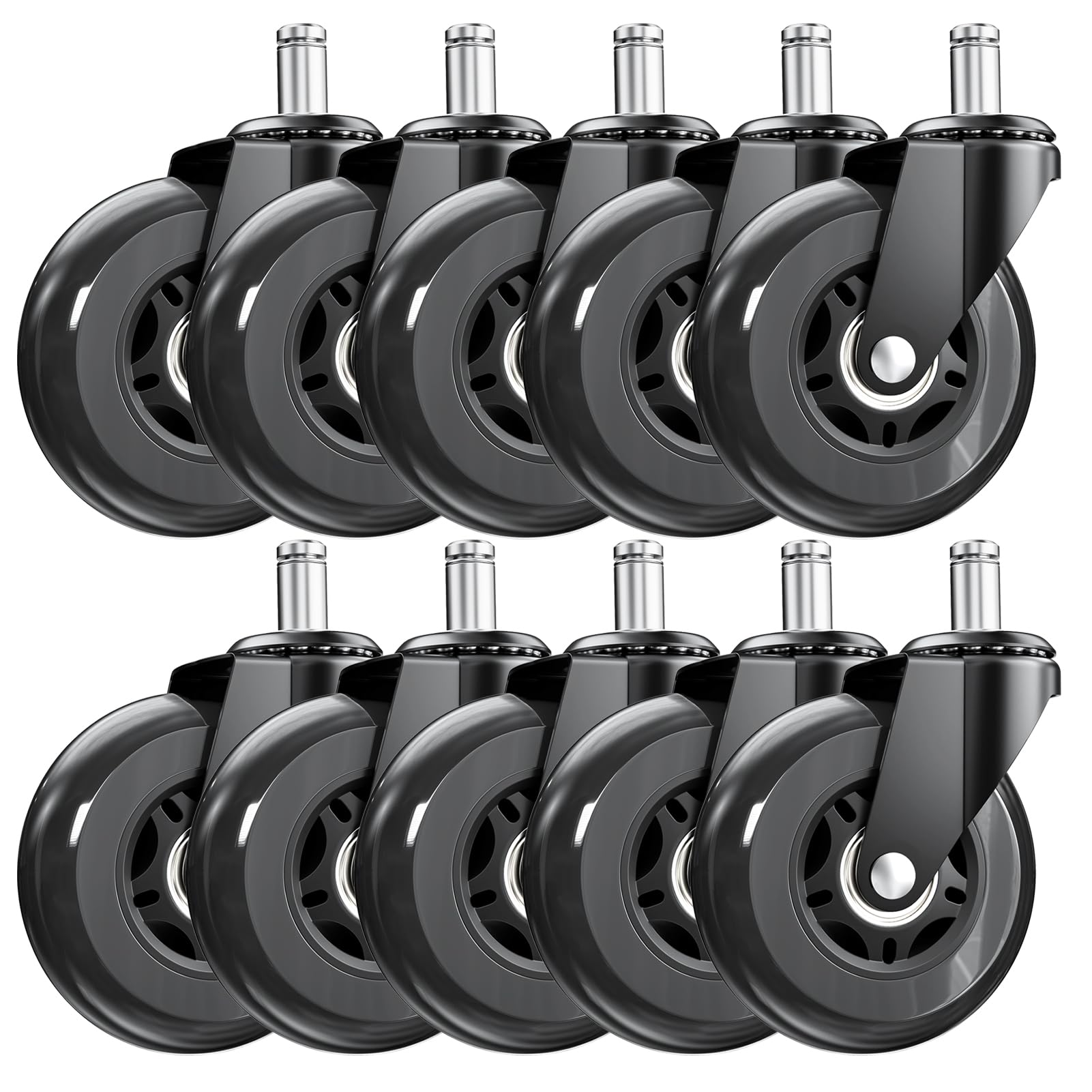 ASHGOOB 3 Inch Office Chair Wheels Set of 10, Heavy Duty Replacement Casters, Smooth Quiet Roll for Hardwood Floor Carpet, Unive