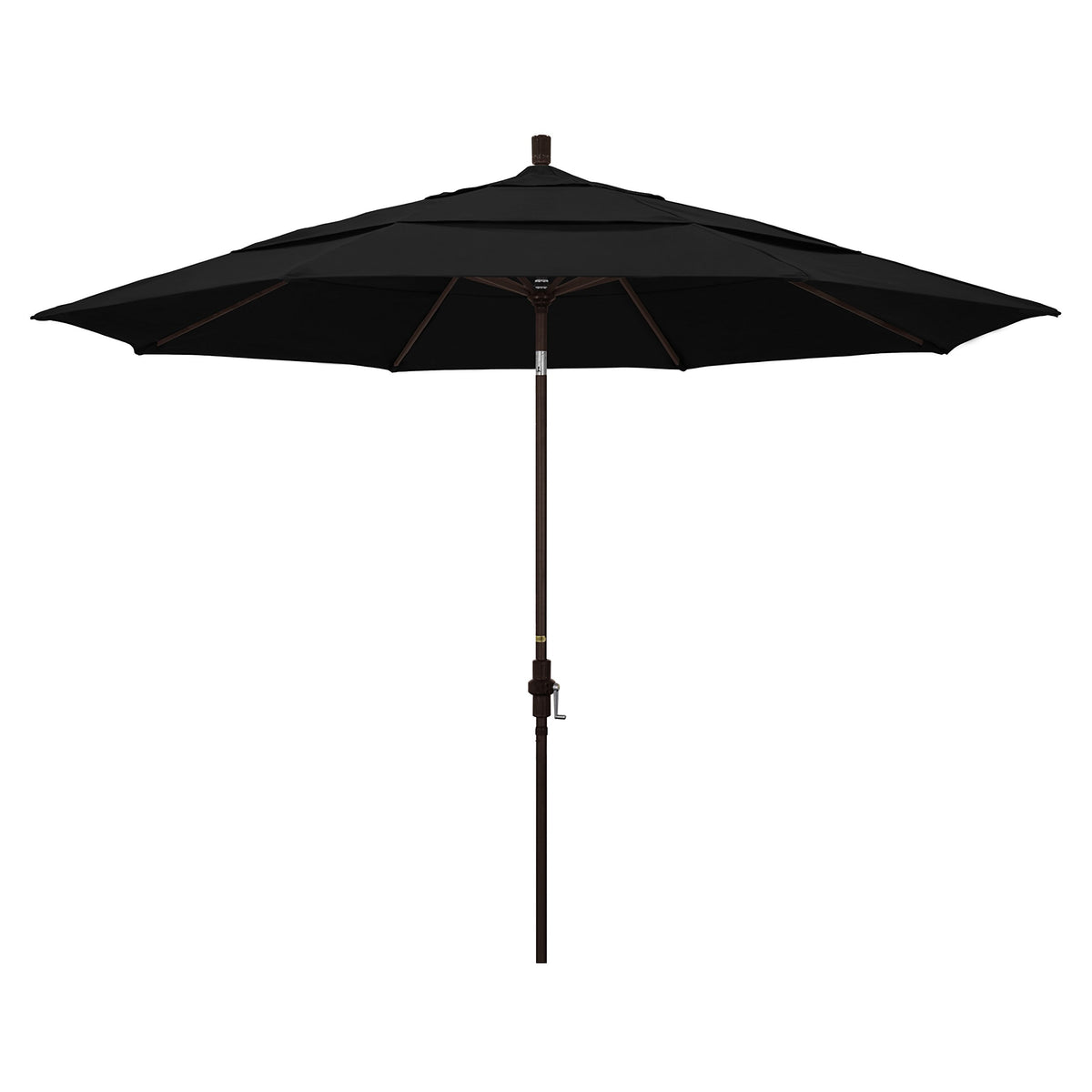 California Umbrella Gscu118117-5408-Dwv 11' Round Aluminum Market, Crank Lift, Collar Tilt, Bronze Pole, Sunbrella Black Patio U
