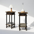 Furinno Turn-N-Tube Tall Nightstand With Bin, 2-Pack, Plastic Poles, Columbia Walnut/Black/Dark Brown