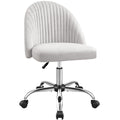 Furniwell Office Chair Armless Cute Desk Chair Modern Adjustable Swivel Padded Fabric Vanity Task Computer Chair Home Office Desk Chairs With Wheels (Grey)