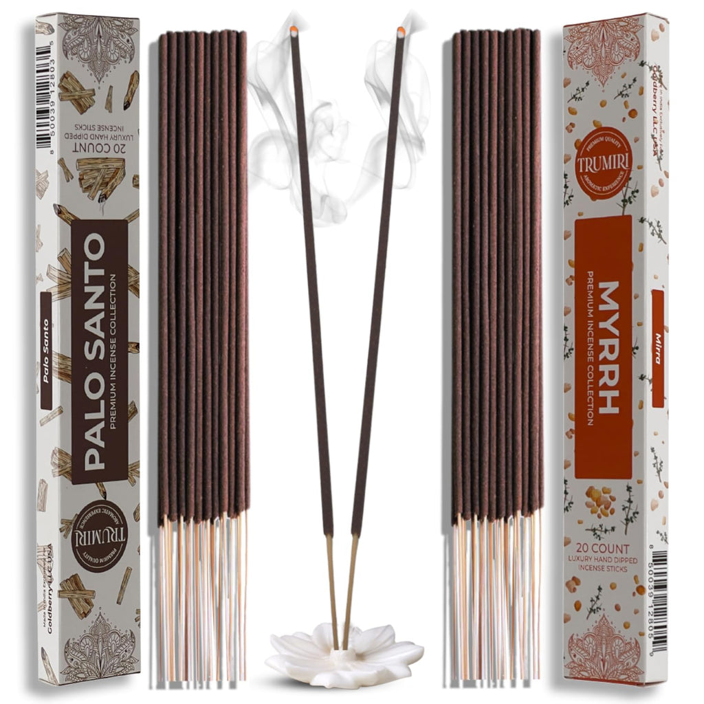 Trumiri Incense Sticks - Combo Pack of 40 Insence-Sticks - 20 Palo Santo + 20 Myrrh - Insenses - Insents - Incents - Inscense - 