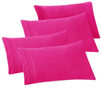 Elegant Comfort 4-Pack Solid Pillowcases 1500 Thread Count Egyptian Quality - Easy Care, Smooth Weave, Wrinkle And Stain Resistant, Easy Slip-On, 4-Piece Set, Standard/Queen Pillowcase, Pink