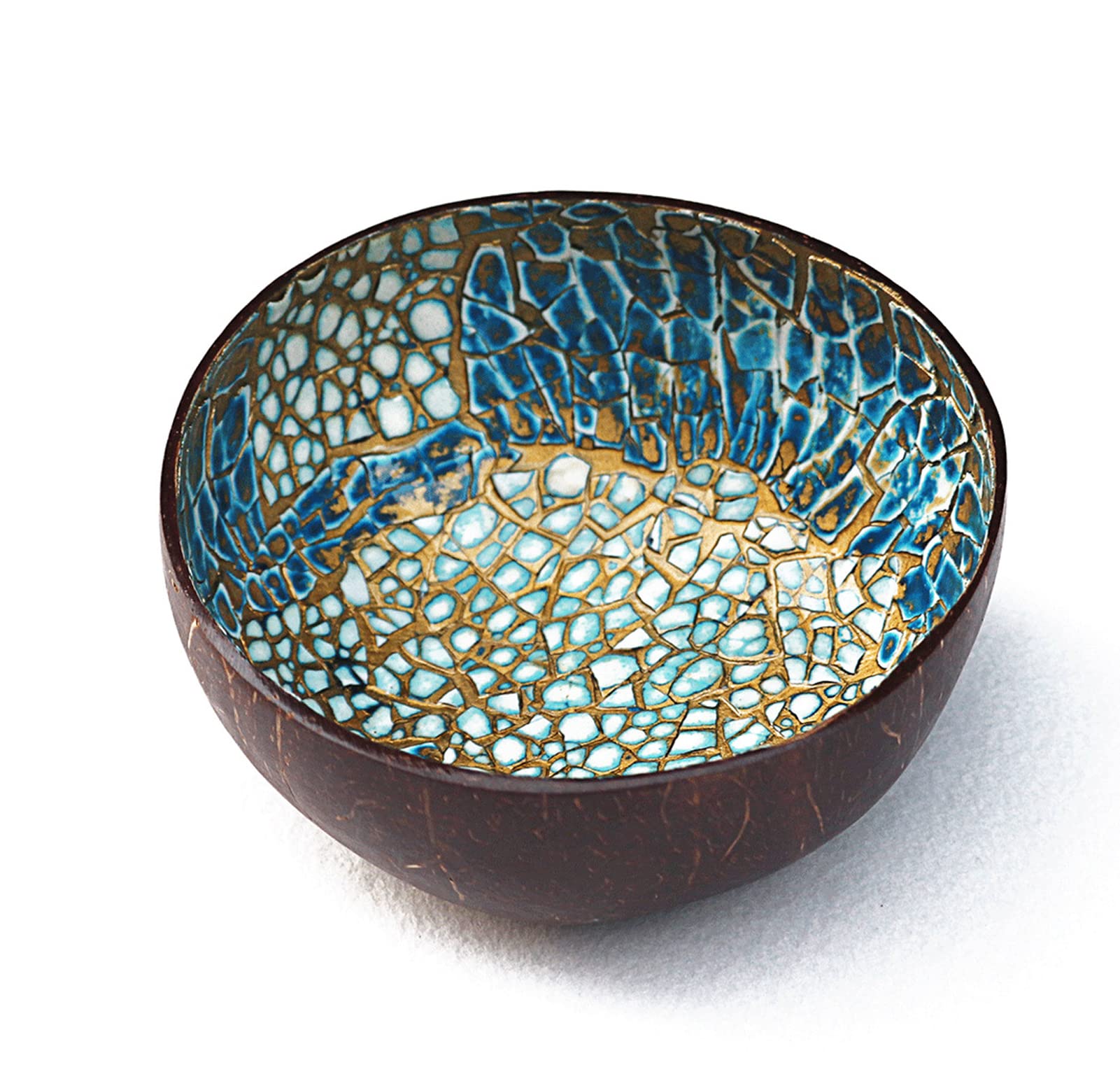 Chezmax Natural Coconut Bowl Mother Of Pearl Inlaid Shell Bowls Key Bowl For Entryway Table Candy Container Nuts Holder Fruits &