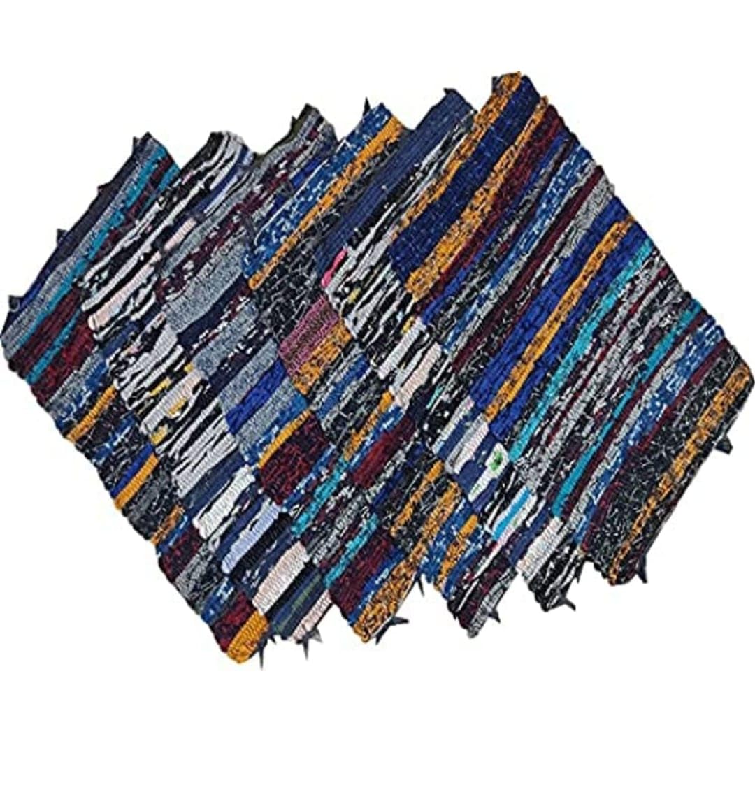 SOBAANRUG  Highly Absorbent  MultiColor Cotton Mat,Rectangular Door Mat,Size (16 X 27), Pack of 6