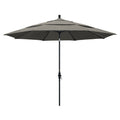 California Umbrella 11 Round Aluminum Market Umbrella, Crank Lift, Collar Tilt, Black Pole, Pacifica Taupe