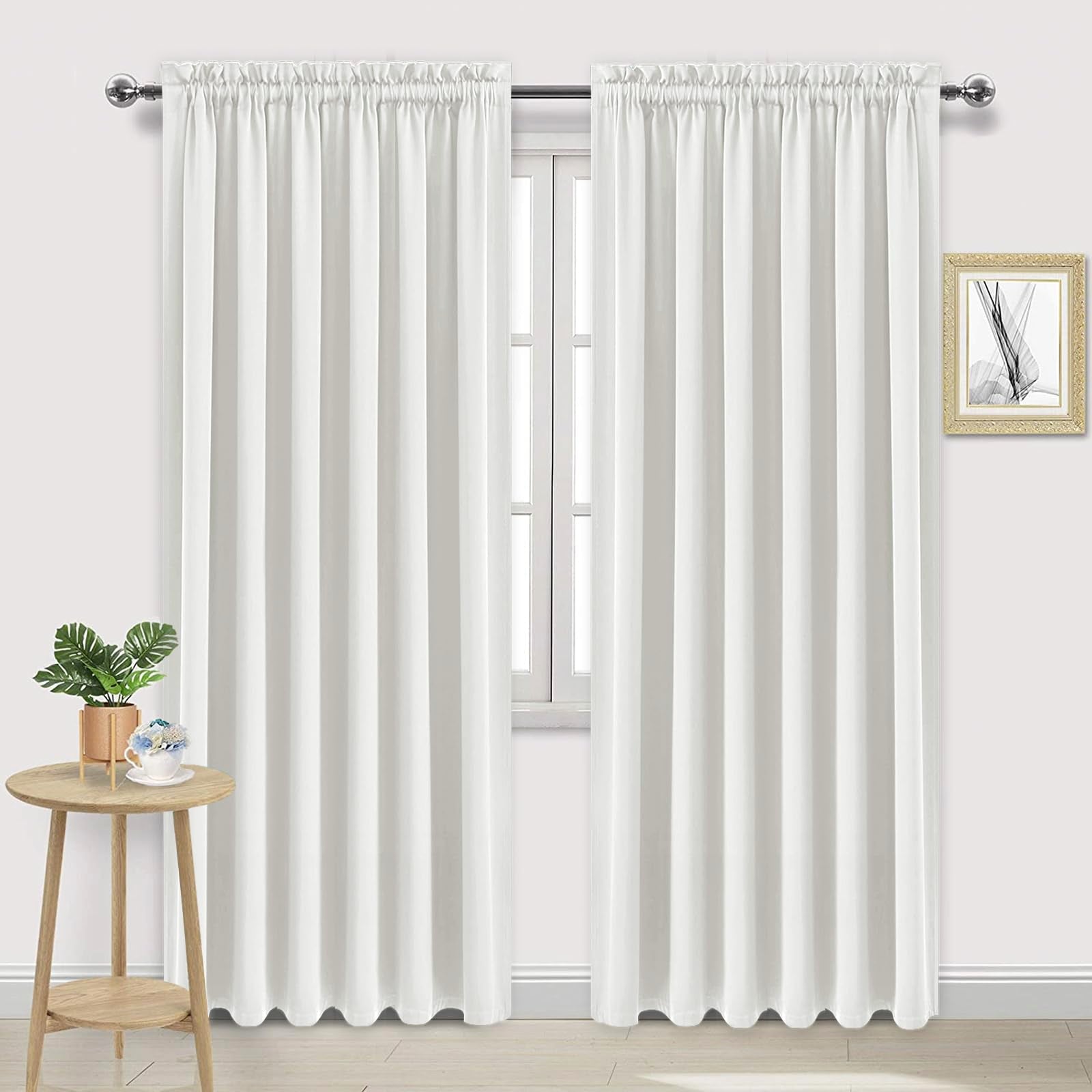 Dwcn Blackout Curtains For Living Room Thermal Insulated, Energy Saving & Noise Reducing Bedroom Curtains, Ivory, W 70X L 84 Inc