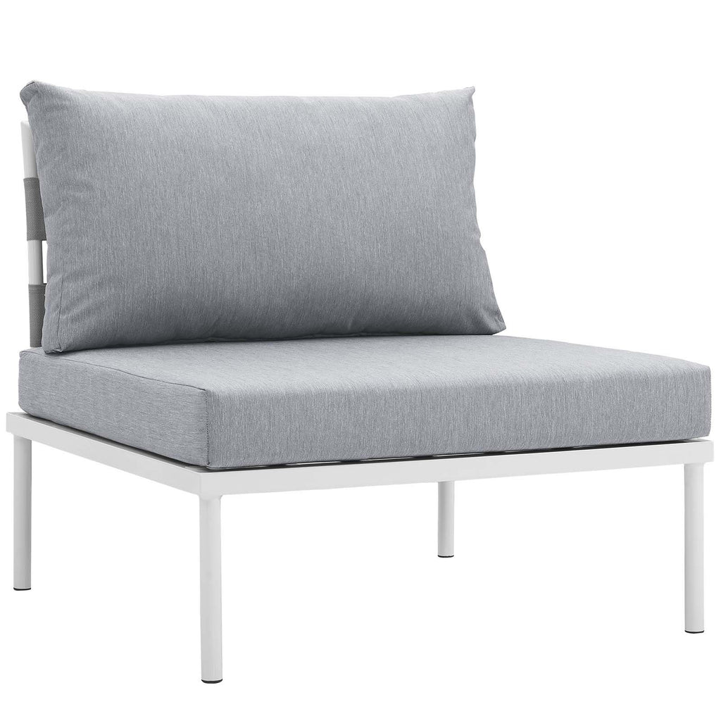 Modway Harmony Aluminum Outdoor Patio Furniture 6-Piece Sectional Sofa Set In White Gray