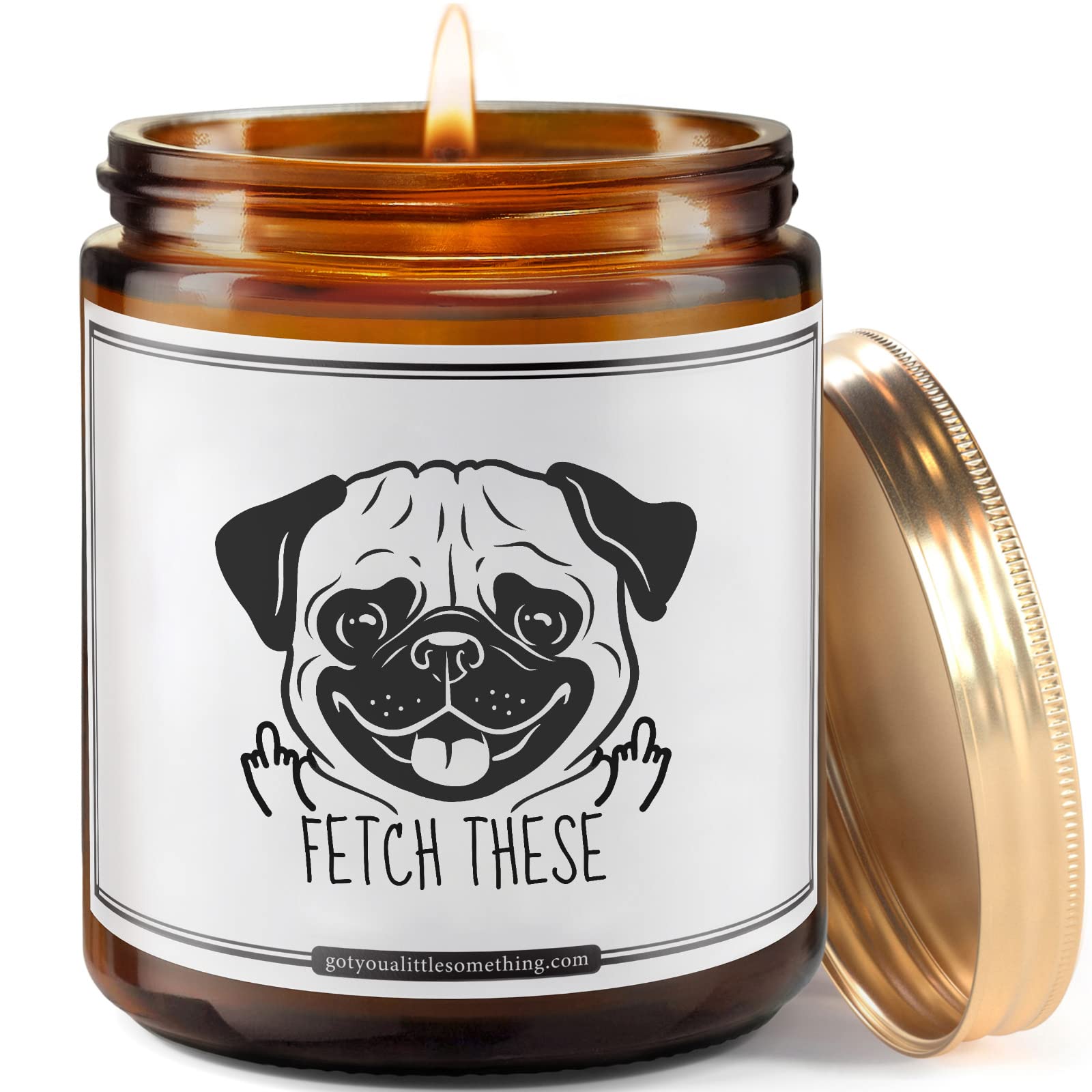 Fetch These Lavender Scented Soy Candle - Funny Pug Gifts for Pug Lovers | Pug Stuff - Birthday or Mothers Day Gift Idea for Pu