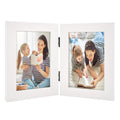 Golden State Art, 4x6 Double Hinged Picture Frame, Two Photo Folding Frames, for Wedding Family Pictures Collage (White, Double,