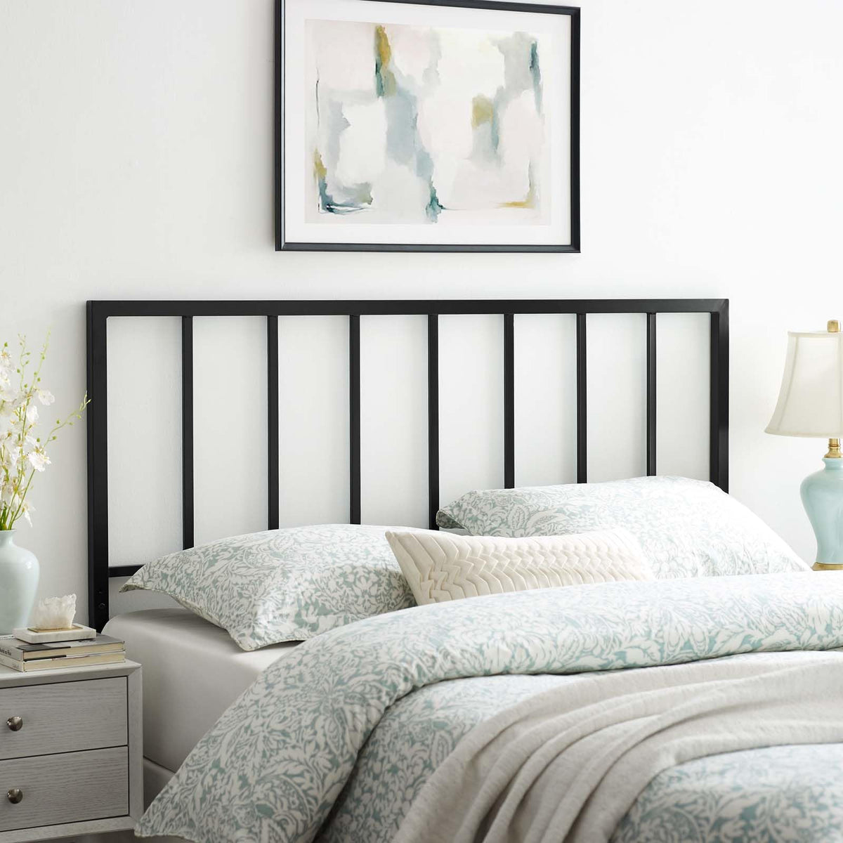 Modway Tatum Modern Farmhouse Metal Full Headboard In Black