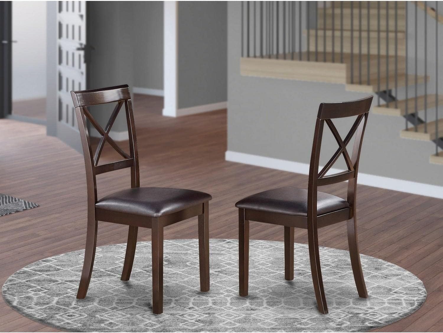 Lynfield  Dining  Chair  with  Faux  Leather  Upholstered  Seat  in  Cappuccino  Finish   Set  of  2-New
