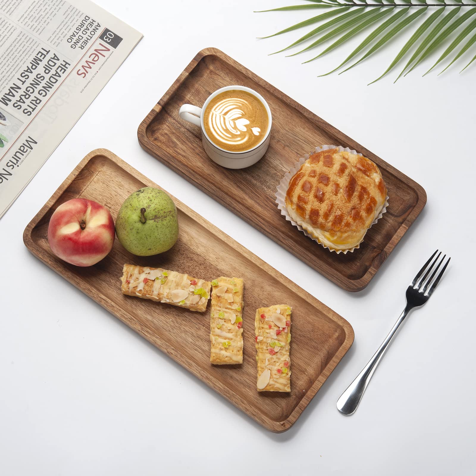 Bathroom Vanity Tray, Acacia Wood Counter Tray, Toilet Tank Tray, Appetizer Charcuterie Snack Serving Board, 11.8 X 5.5 X 0.8 In