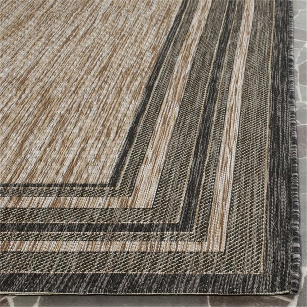 Safavieh Courtyard Collection 2'3' X 6'7' Natural / Black Cy8475 Indoor-Outdoor Waterproof Easy-Cleaning Patio Backyard Mudroom Runner-Rug