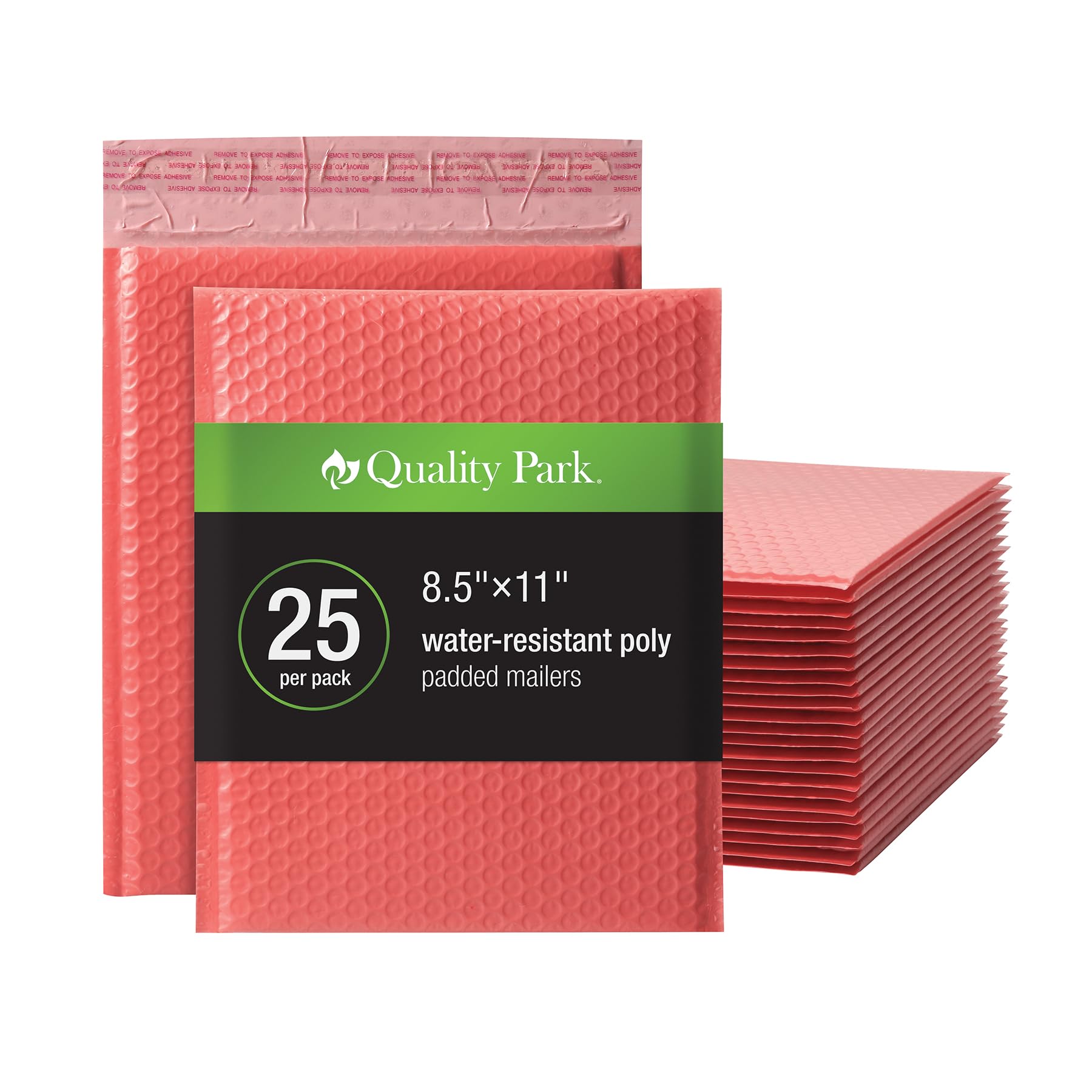 Quality Park Bubble Mailers, 8.25 X 11 Shipping Envelopes, Water Resistant Coral Poly Padded Envelopes, Redi-Strip Peel Off Stri