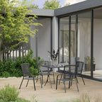 vidaXL Patio Dining Set 5 Piece, Outdoor Dining Set for 4, Table and Chair for Garden Backyard, Dining Chair, Industrial Style, Steel Anthracite