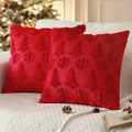 Miulee Christmas Tree And Snowflakes Pillow Covers 20X20 Inch Red Throw Pillows Set Of 2 Decorative Soft Fluffy Pillowcases For