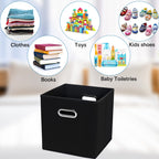 Storeone Black Fabric Storage Bins Cubes Baskets Containers-(11X11X11) With Dual Handles Cube Storage Organizer Bins For Shelf C
