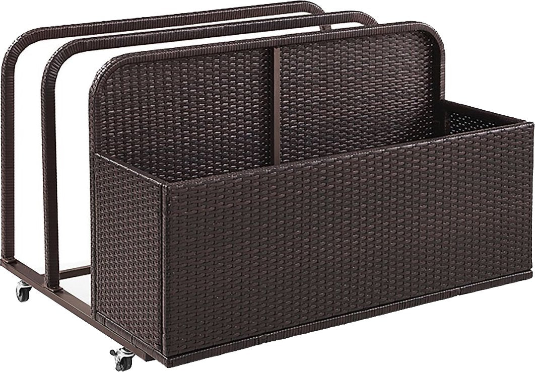 Crosley Furniture Palm Harbor Wicker Outdoor Storage Pool Caddy for Toys, Floats, Patio Furniture Cushions, Brown