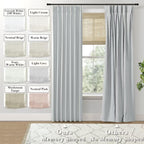 Shineland Light Grey Linen Blackout Curtains For Bedroom Living Room,Gray Pinch Pleated Curtain Drapes 84 Inches Long