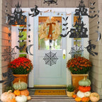 Cheerland Halloween Witch Garland For Haunted House Decoration Black Glitter Gothic Sticker Decals Star Moon Hanging Streamers B