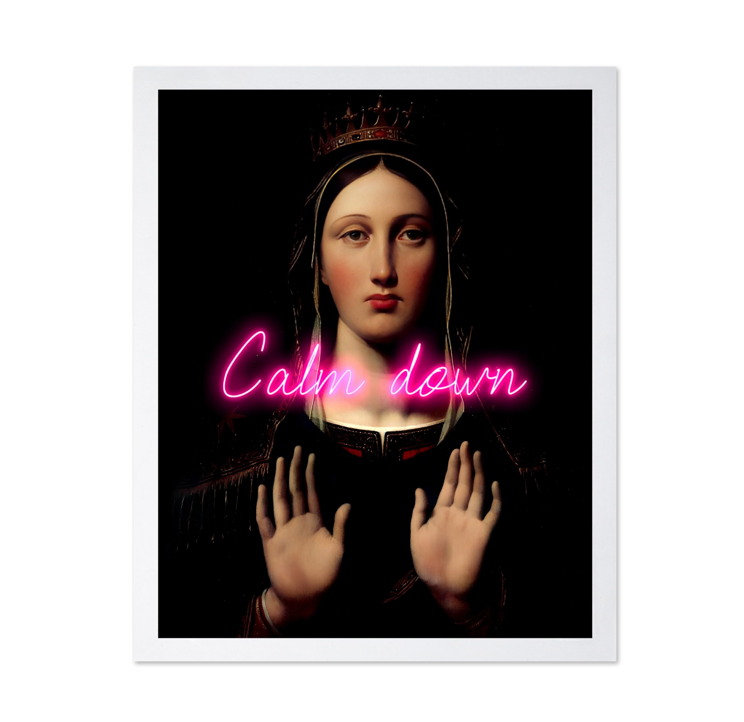 Poster Master The Virgin With The Crown Poster - Calm Down Print - Altered Art - Portrait Art - Pop Art - Gift for Men & Women -