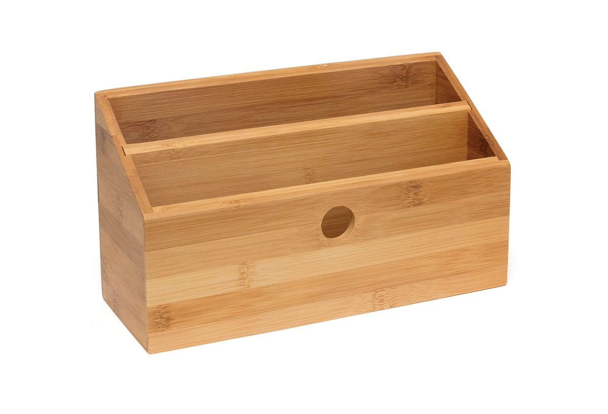 Lipper International 808 Bamboo Wood 2-Slot Office Supply Desk Organizer, 10 3/4' X 4 1/8' X 6'