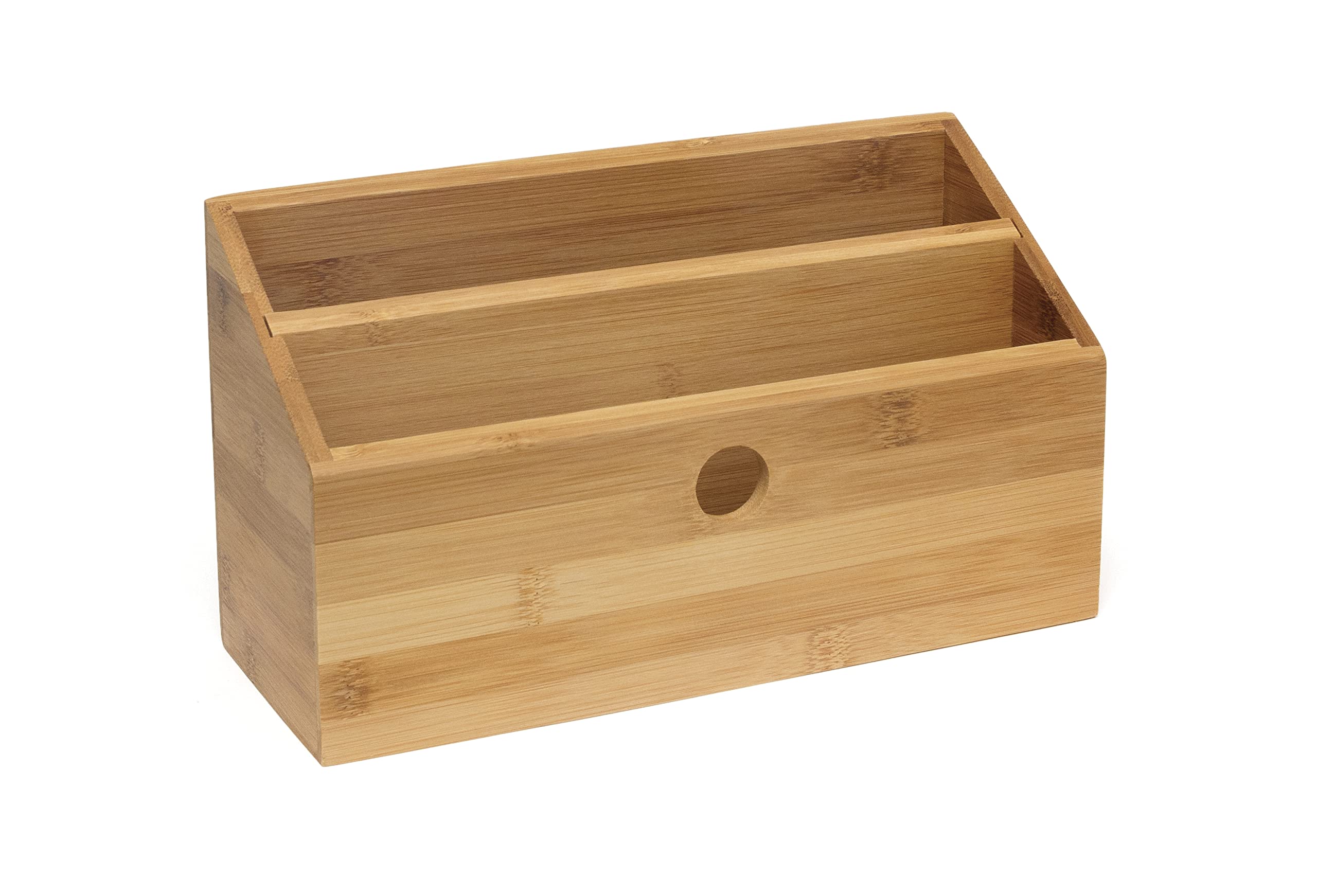 Lipper International 808 Bamboo Wood 2-Slot Office Supply Desk Organizer, 10 3/4' X 4 1/8' X 6'