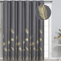 Estelar Textiler Blackout Curtain & Drape For Sliding Door 80W X 84L Inch Long With Thermal Insulated Elegant Gold Palm Tree Cur