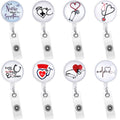 Willbond 8 Pieces Nurse Badge Reel Holder Retractable Badge Holder Id Badge Reel Clip For Nurse Doctor Teachers Students Women M