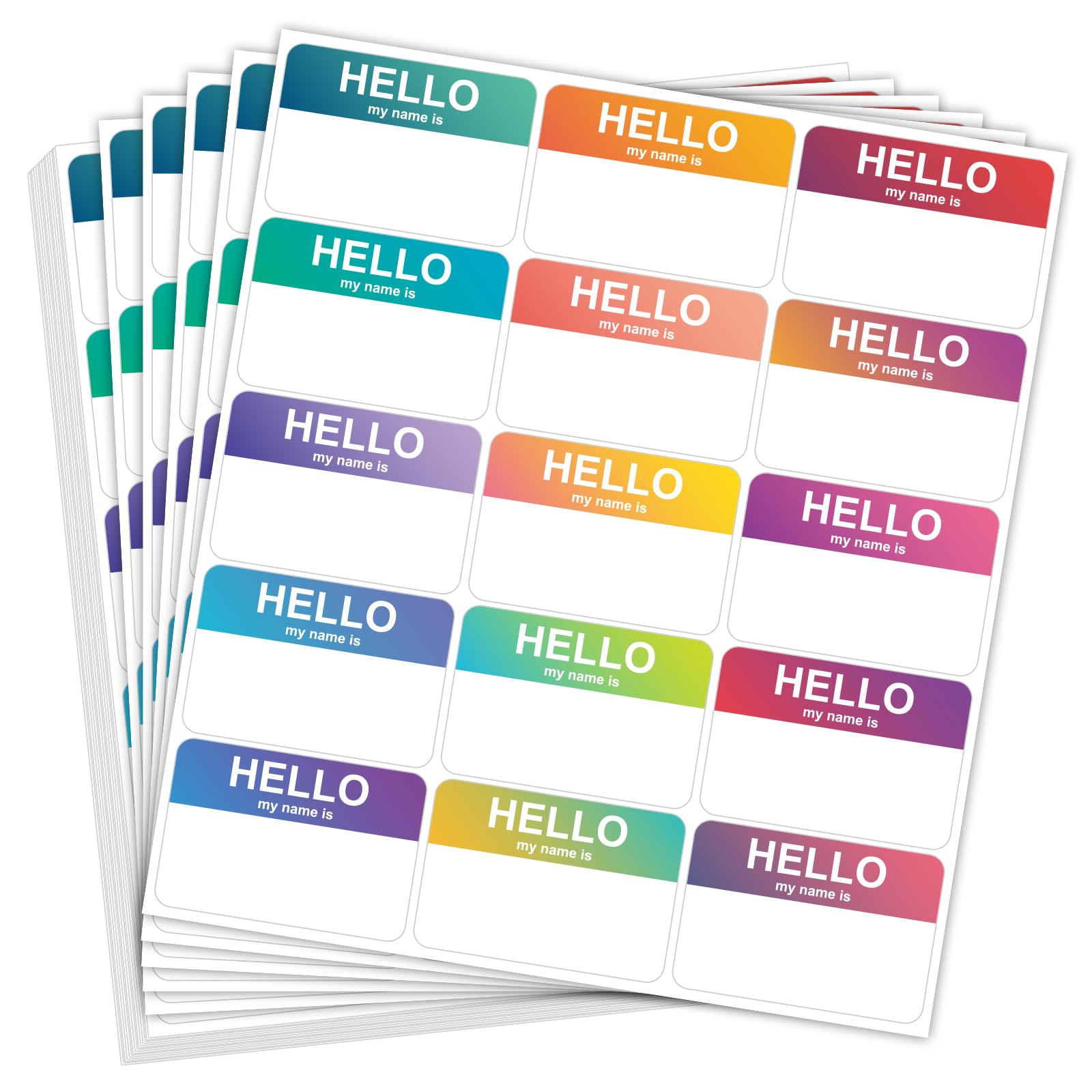 Anylabel 375 Pcs Name Tag Stickers(Hello My Name Is), 3'X2' Rainbow Name Tags Labels, 15 Color Name Tags For Office, Meeting,