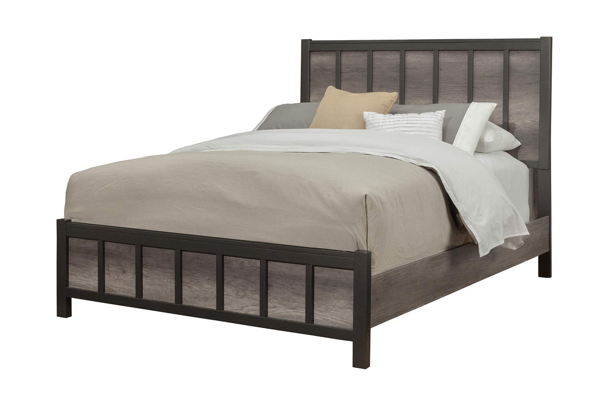 Alpine Furniture Panel Bed California King Grey-Black