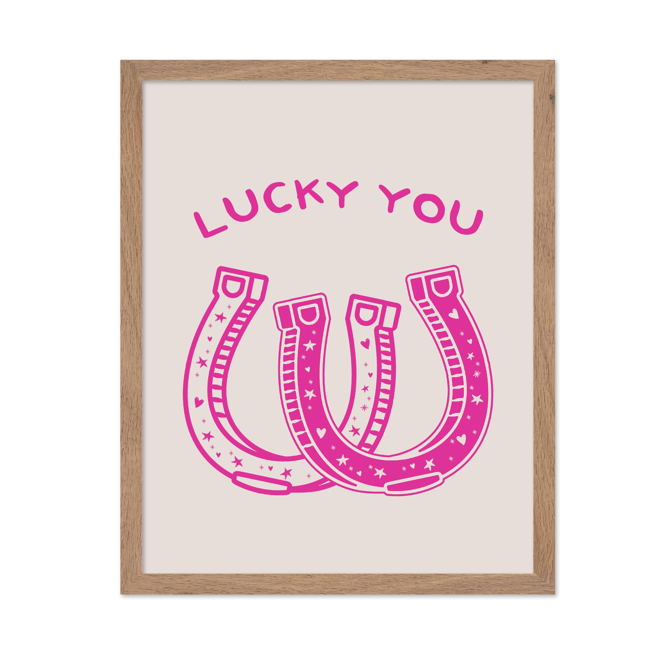 Poster Master Pink Lucky You Poster - Retro Cowgirl Print - Western Art - Wild West Art - Trendy Art - Gift for Him, Her & Lover
