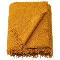 Ikea SANDBRODD Throw Blanket, Dark Yellow, 130x170 cm, Recycled Polyester with Fringes