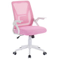 VECELO Mid-Back Swivel Ergonomic Office Chair with Adjustable Arms Mesh Lumbar Support for Computer Task Work, Pink