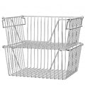 Slideep 14 Large Stackable Storage Baskets Cabinet Organizer Sturdy Metal Wire Pantry Freezer Bin for Pantry Home Bathroom Kit