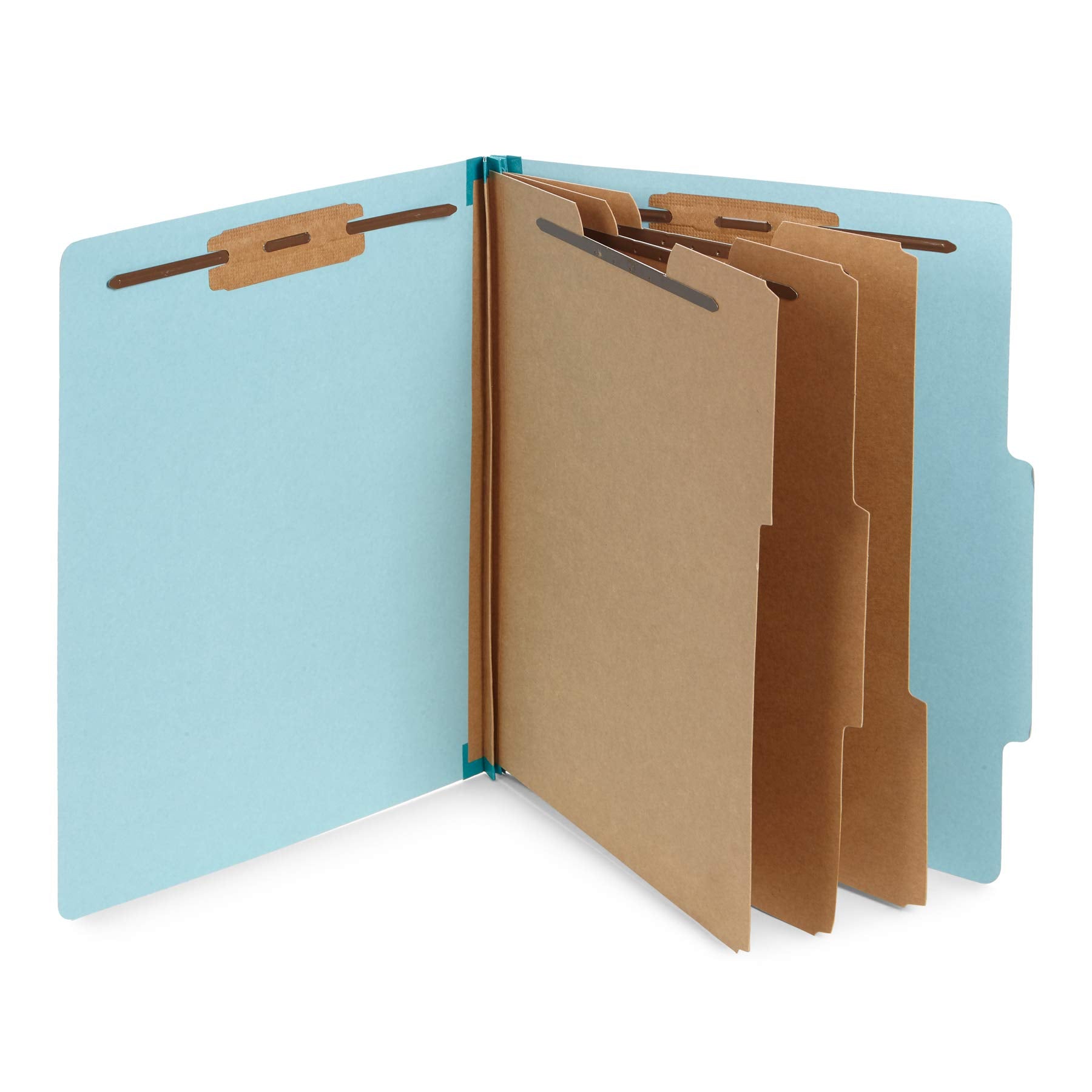 Blue Summit Supplies Light Blue Classification Folders, 3 Dividers, Letter Size With 2 Inch Tyvek Expansions, 8 Section , 10 Pac