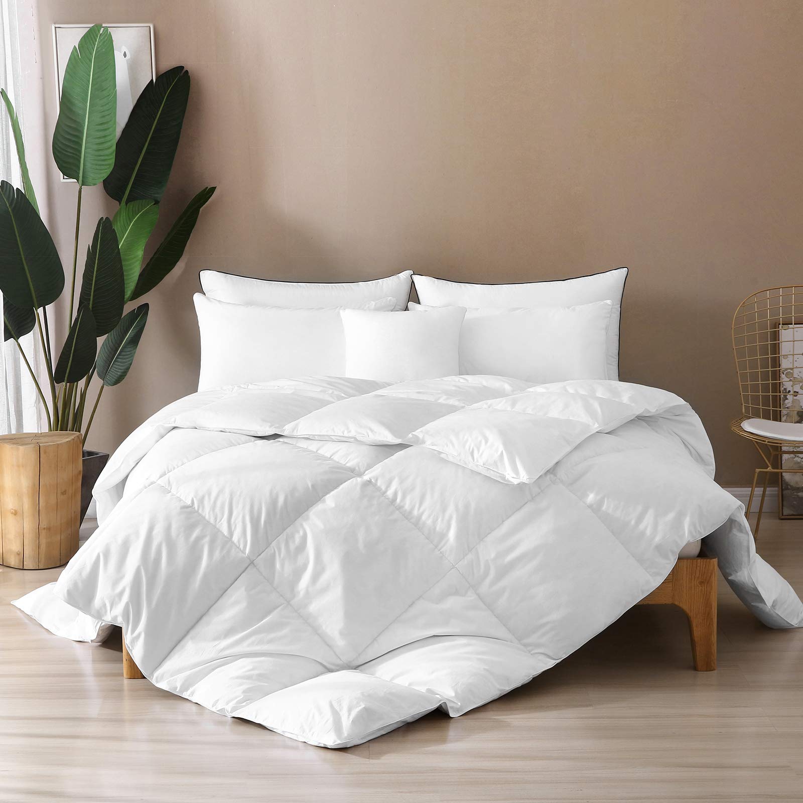 Bpc Twin Size Down Comforter - Goose Duck Down Comforter With Filling Down And Feather And 100% Cotton Cover - All Season Duvet