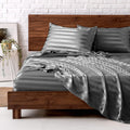 Mr&Hm Satin Bed Sheets, King Size Sheets Set, 4 Pcs Silky Bedding Set With 15 Inches Deep Pocket For Mattress(King, Dark Grey St