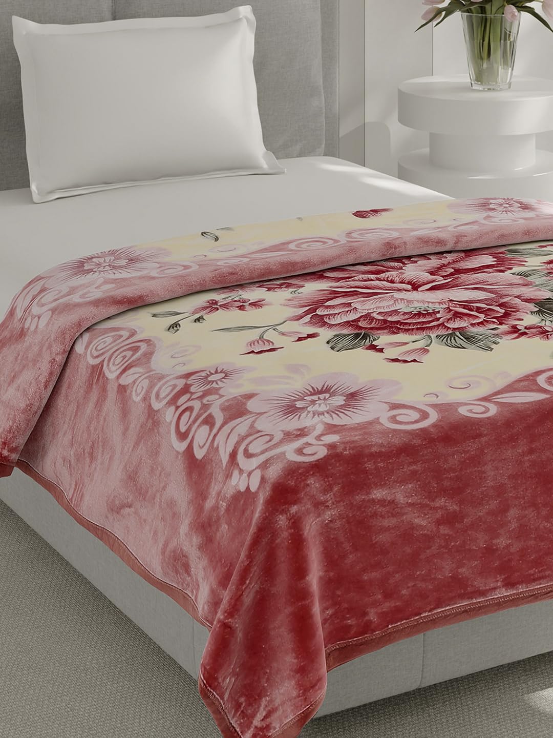 Monte Carlo Single Bed Winter Blanket Relation Plus 1 Ply Super Soft 500 GSM | 1.7 KG (220x160 CM), Baby Pink