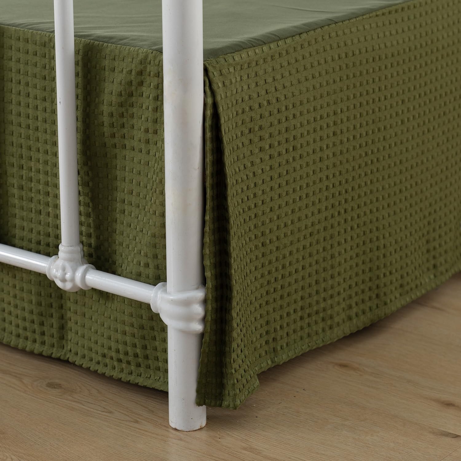 Xuan Dian Full Bed Skirt - Full Size Bed Skirt 14 Inch Drop With Split Corners, Pleated Waffle Weave Bed Skirt, Tailored Dust Ea