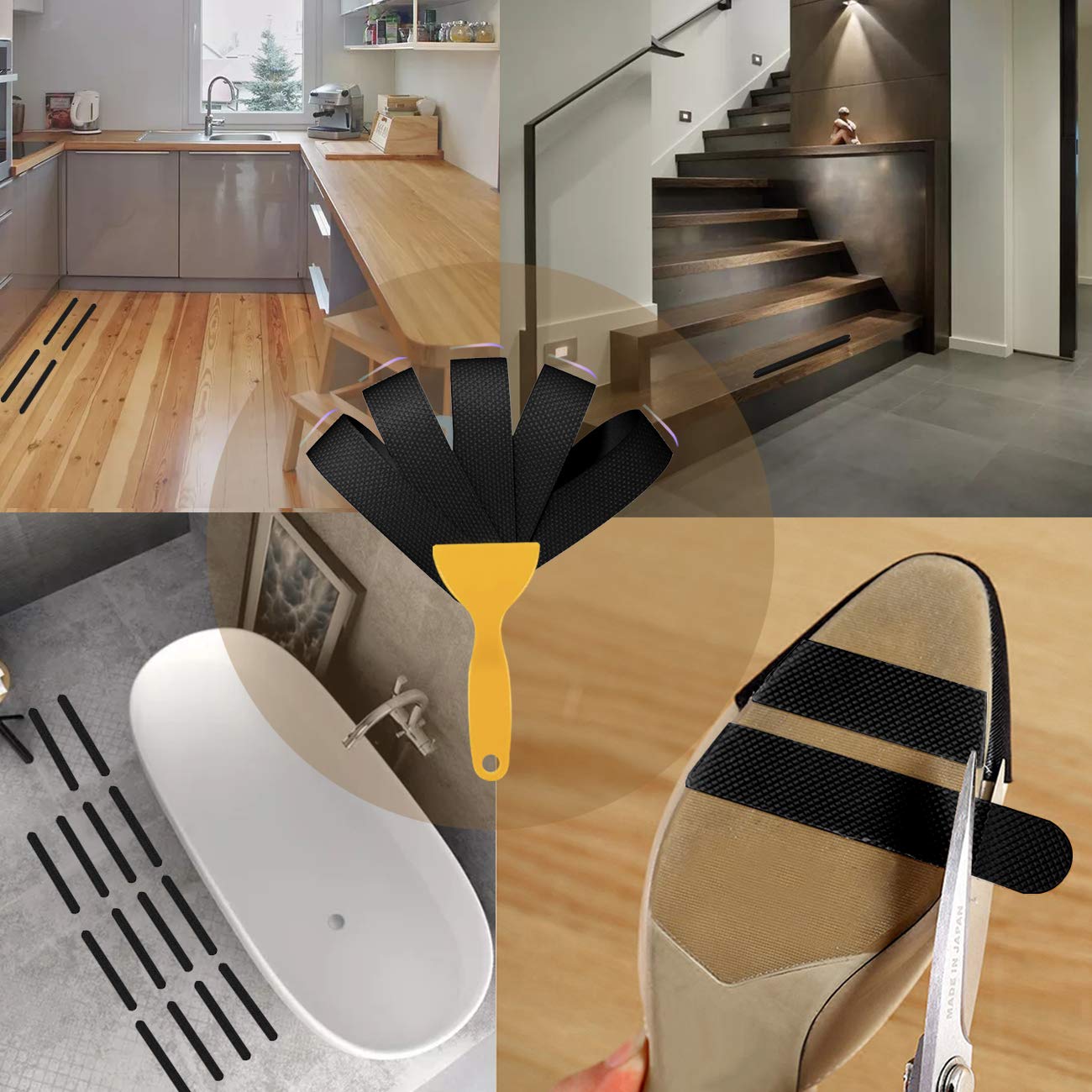 Anti Slip Strips, Safety Shower Treads Stickers - 24 Pcs, Bathtub Non Slip Stickers, Anti Skid Tape For Shower,Tub,Steps, Floor-