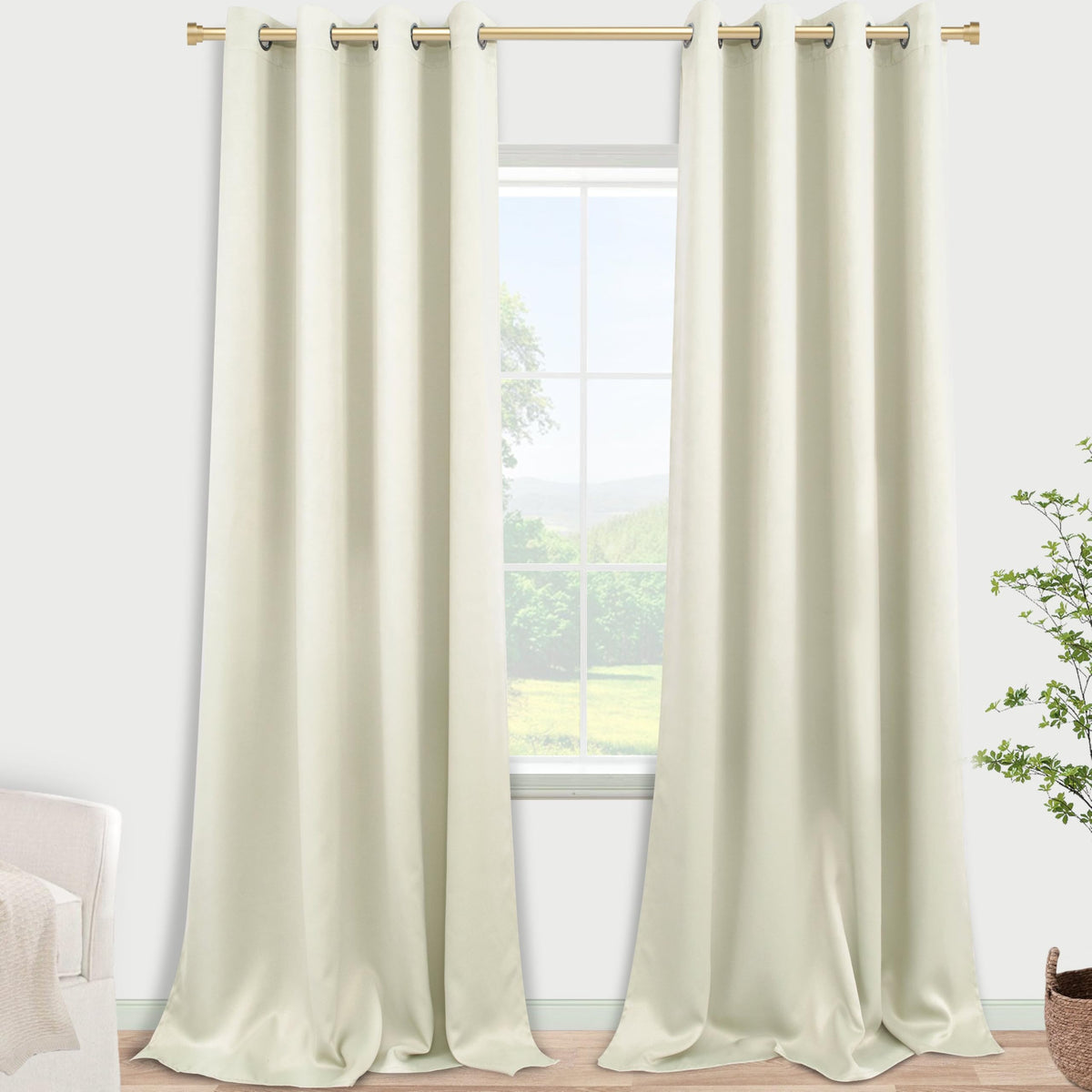 Koufall Floor To Ceiling Curtains 108 Inch Long 2 Panels Set For Living Room,60-70% Blackout Thermal Grommet Tall Curtains For P