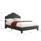 Wallace & Bay Kirby Upholstered Bed with Nailhead, Queen, Dark Gray