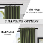 Donren 108 Inch Extra Length Blackout Curtains For Villa Bedroom, Dark Green Room Darkening Thermal Insulated Window Panels For Patio (52' Wide X 108' Long,Olive,2 Pieces)