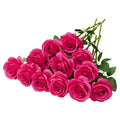 Helera 12PC Hot Pink Roses Artificial Flowers Fake Roses Silk Roses Flowers with Long Stems for Wedding Home Party Centerpieces 