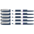 Schneider One Change Rollerball Pen, Refillable, 0.6 Mm Ultra-Smooth Tip, Blue/White Barrel, Violet Ink, Box Of 5 Pens (183708),