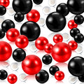 Black Red Floating Pearls | 150PCS Black Red Pearls Bead for Centerpieces Vases | 8/14/20 mm Black Red Floating Beads | Black Re