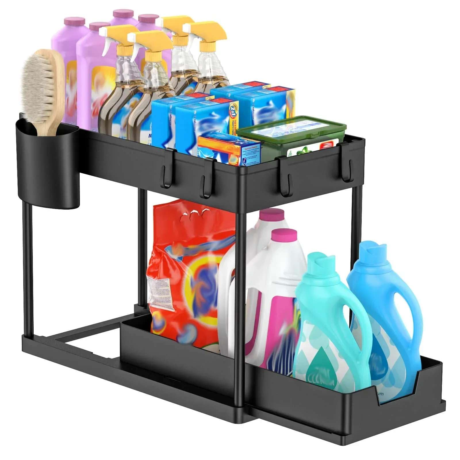 Maximize UnderSink Space: 2Tier Sliding Drawer Organizer For Kitchen & Bathroom Cabinets